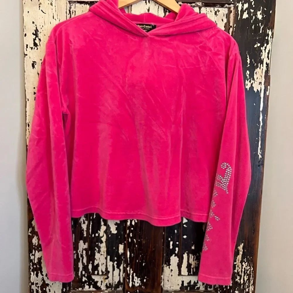 Juicy Couture Black Label Los Angeles Hot Pink sparkle Hoodie size M
